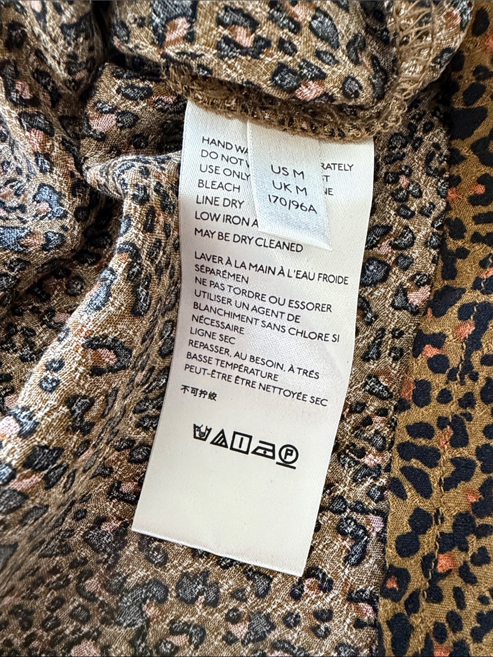 Free People leopard Print Tie-Front Button Down Shirt in Mustard M EUC - Picture 7 of 8